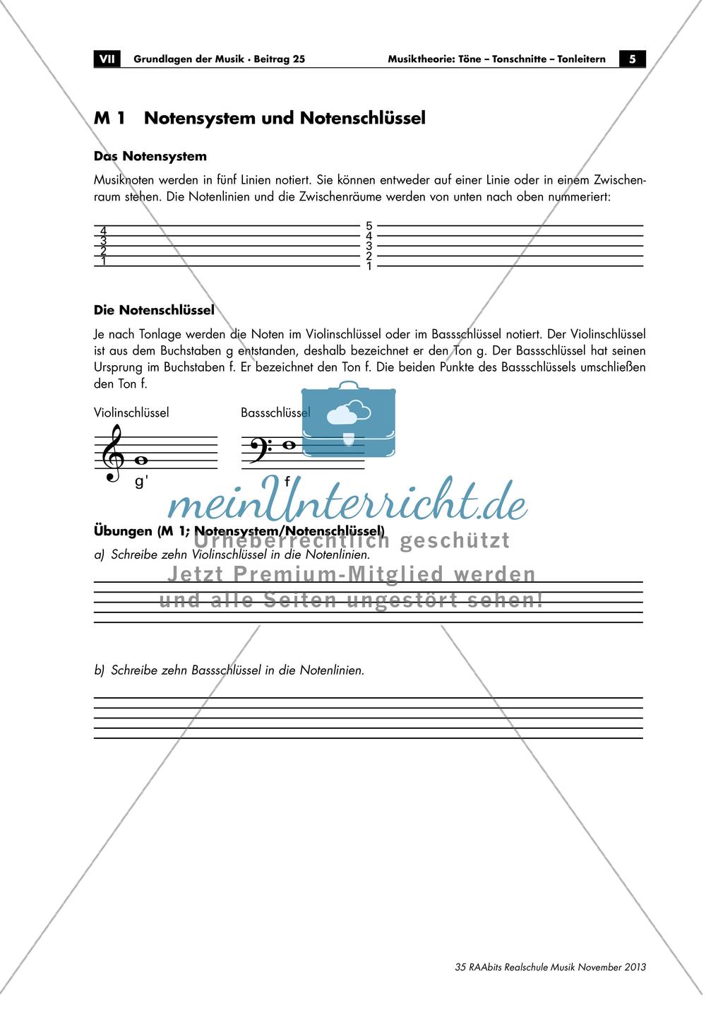 Musiktheorie: Töne - Tonschritte - Tonleitern Preview 1
