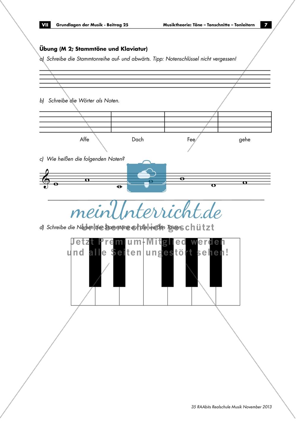 Musiktheorie: Töne - Tonschritte - Tonleitern Preview 3