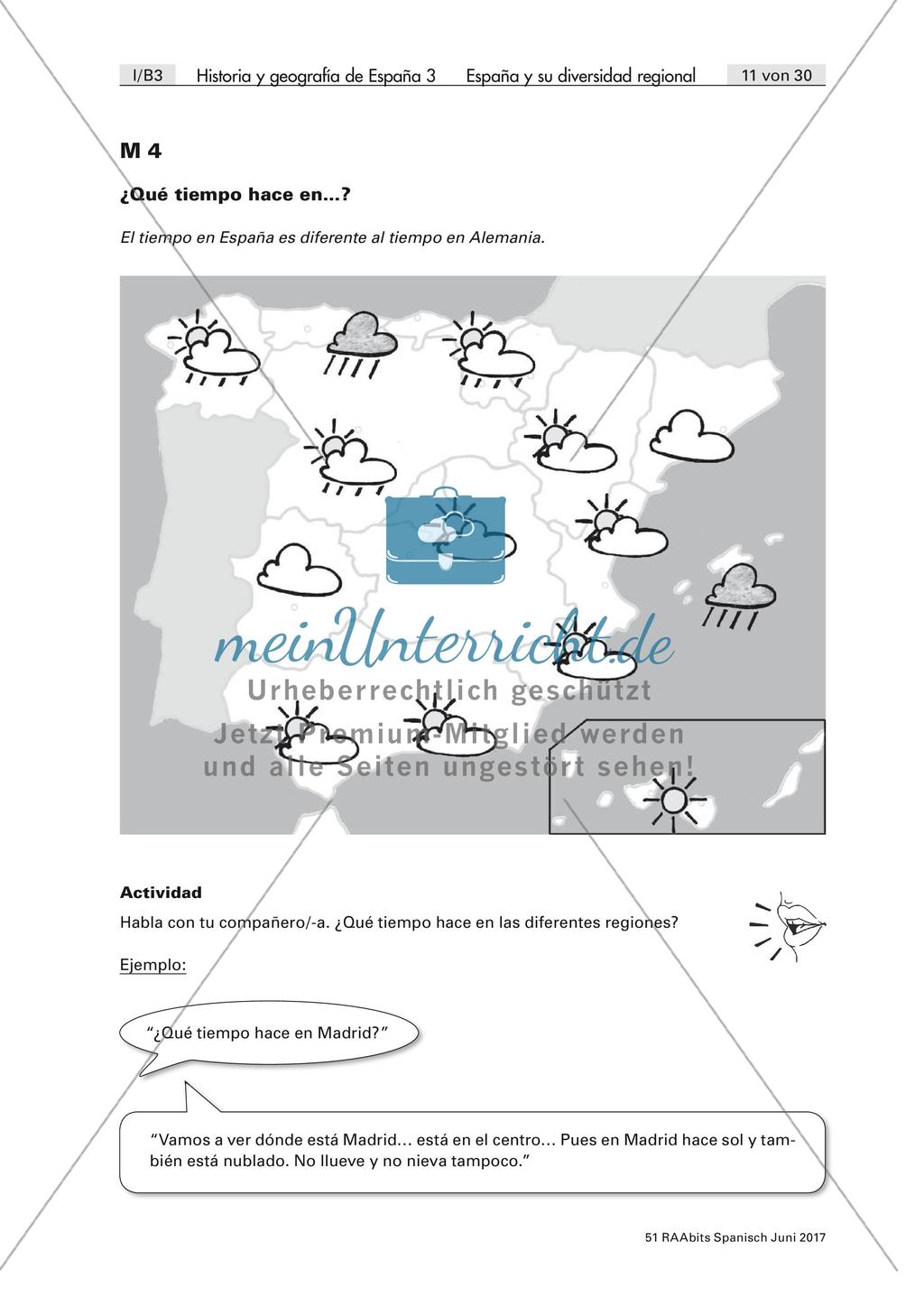 Vorbereitung einer mündlichen Prüfung: Spanische Regionen/das Wetter Preview 3