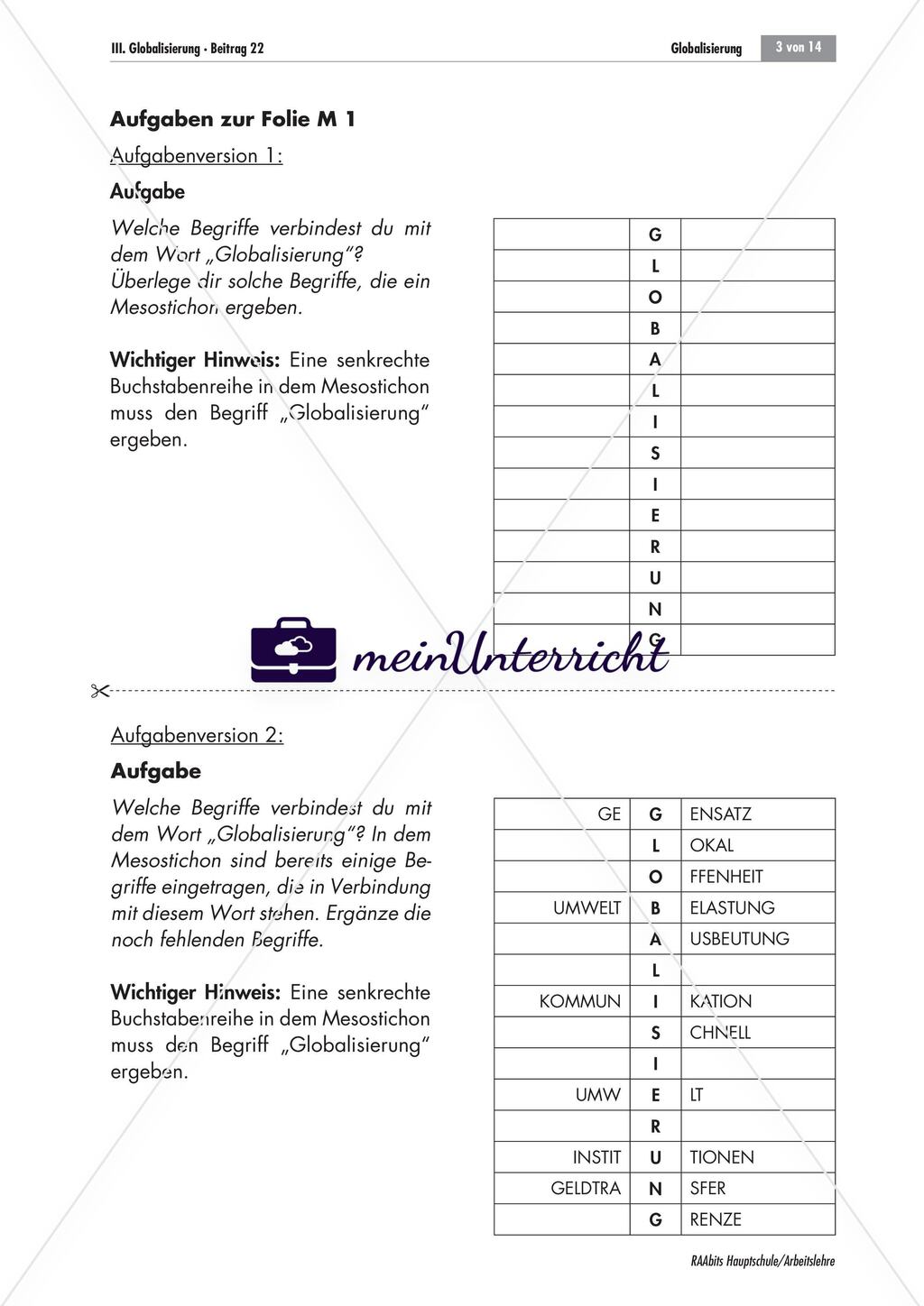 Die Globalisierung und ihre Folgen - ein Gruppenpuzzle Preview 2
