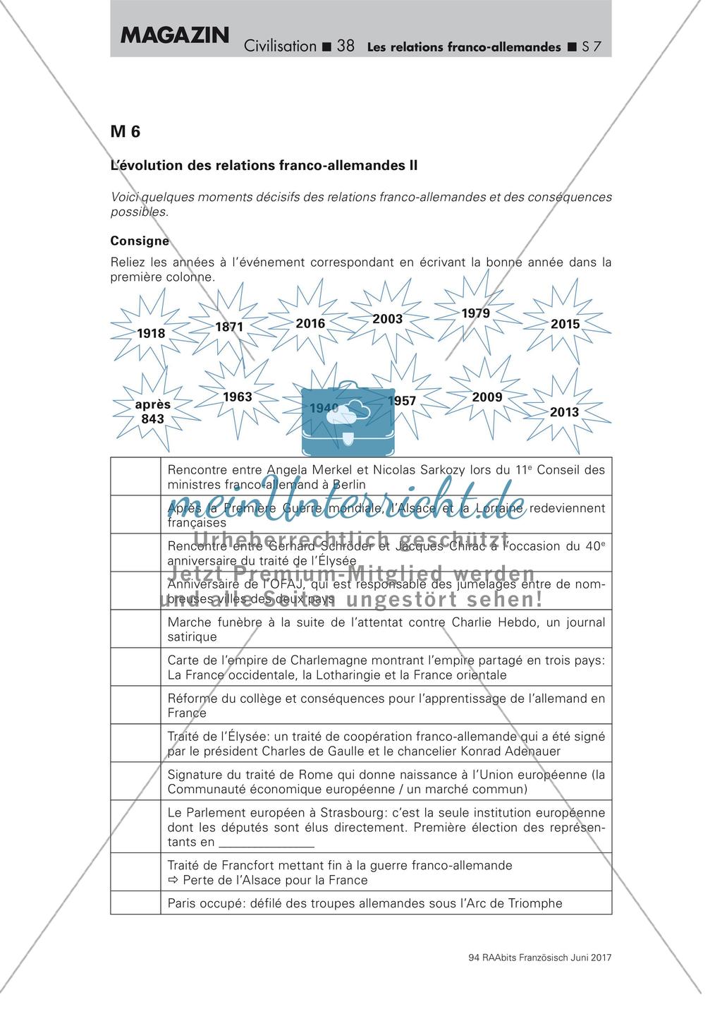 Les relations franco-allemandes - Sammeln von Informationen Preview 3