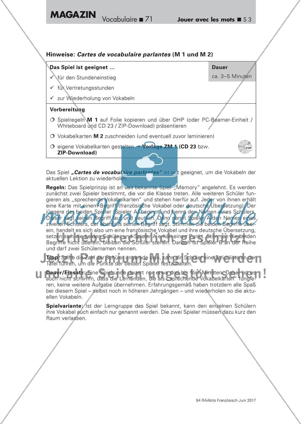 Wortschatzarbeit: Vokabelspiele Preview 3
