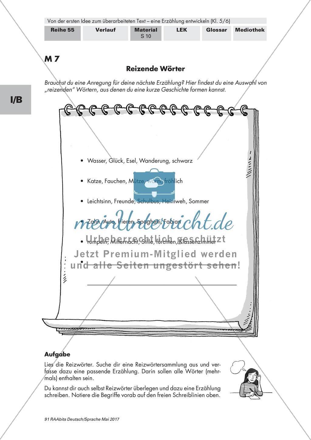 Schreiben einer Reizwortgeschichte/Weiterschreiben von Erzählanfängen Preview 1