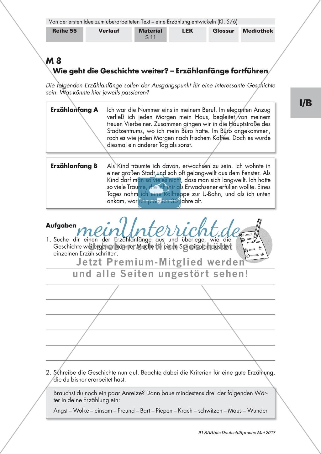 Schreiben einer Reizwortgeschichte/Weiterschreiben von Erzählanfängen Preview 2