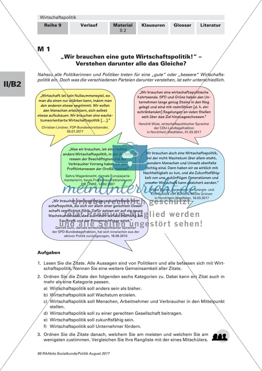 Unterschiedliche Ansätze in der Wirtschaftspolitik Preview 1