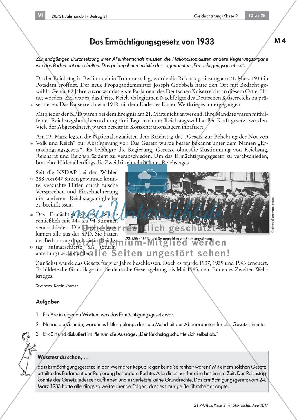 Hitlers Gleichschaltung - Anpassung aller Institutionen Preview 1