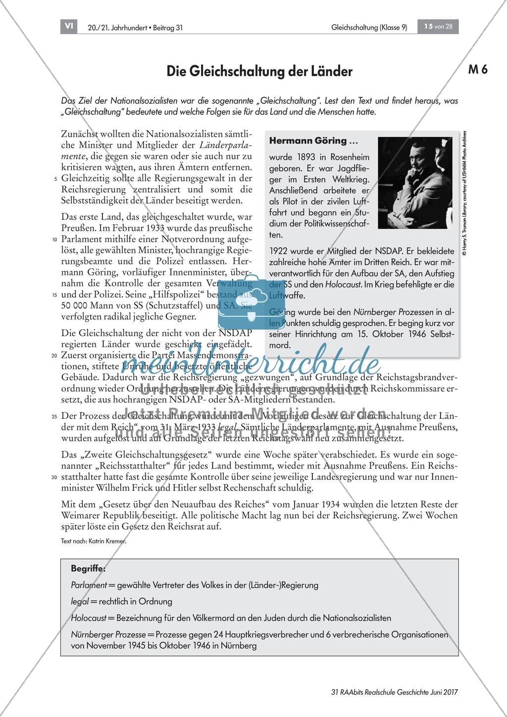 Hitlers Gleichschaltung - Anpassung aller Institutionen Preview 3