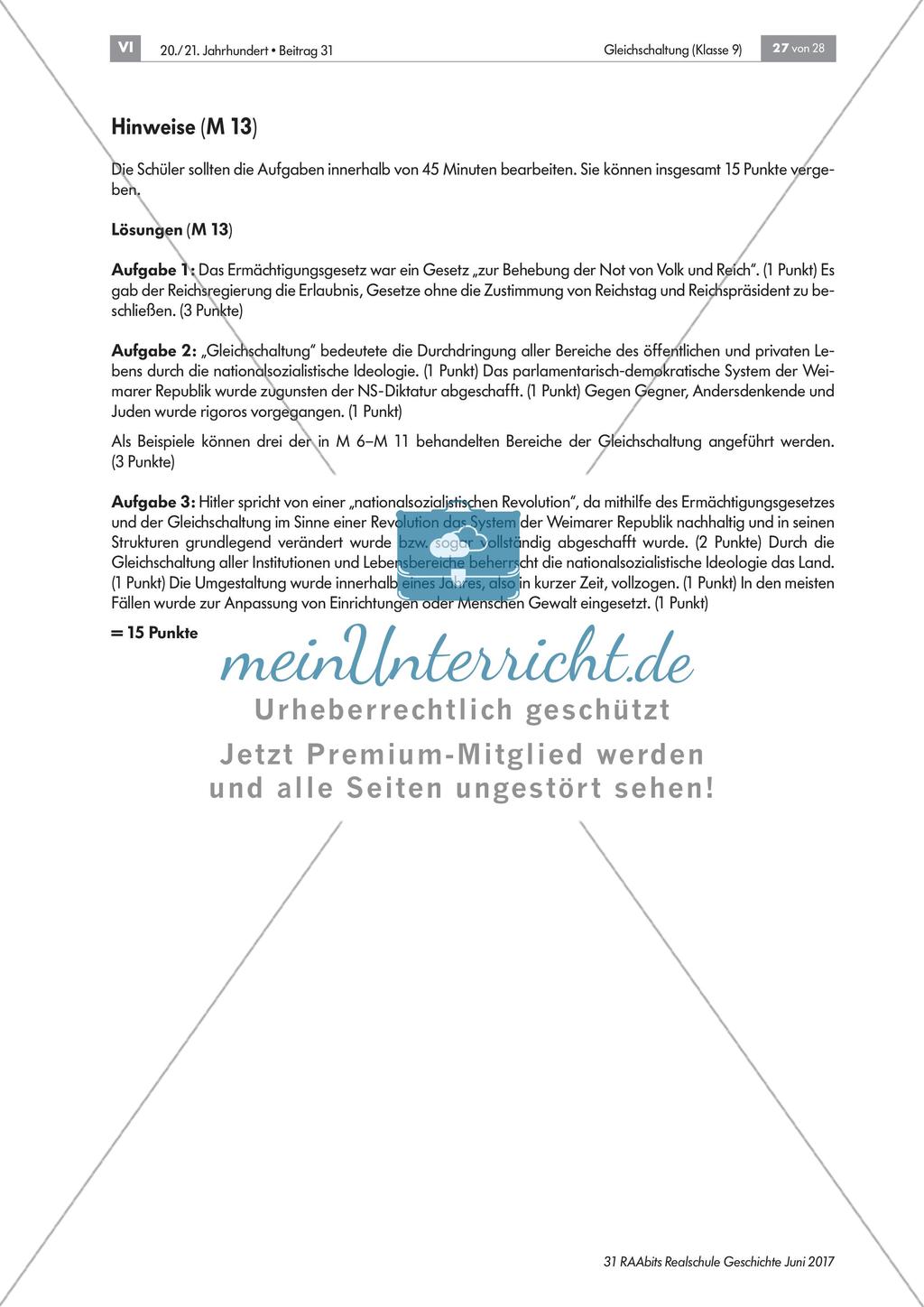 Hitlers Gleichschaltung - Lernerfolgskontrolle Preview 2