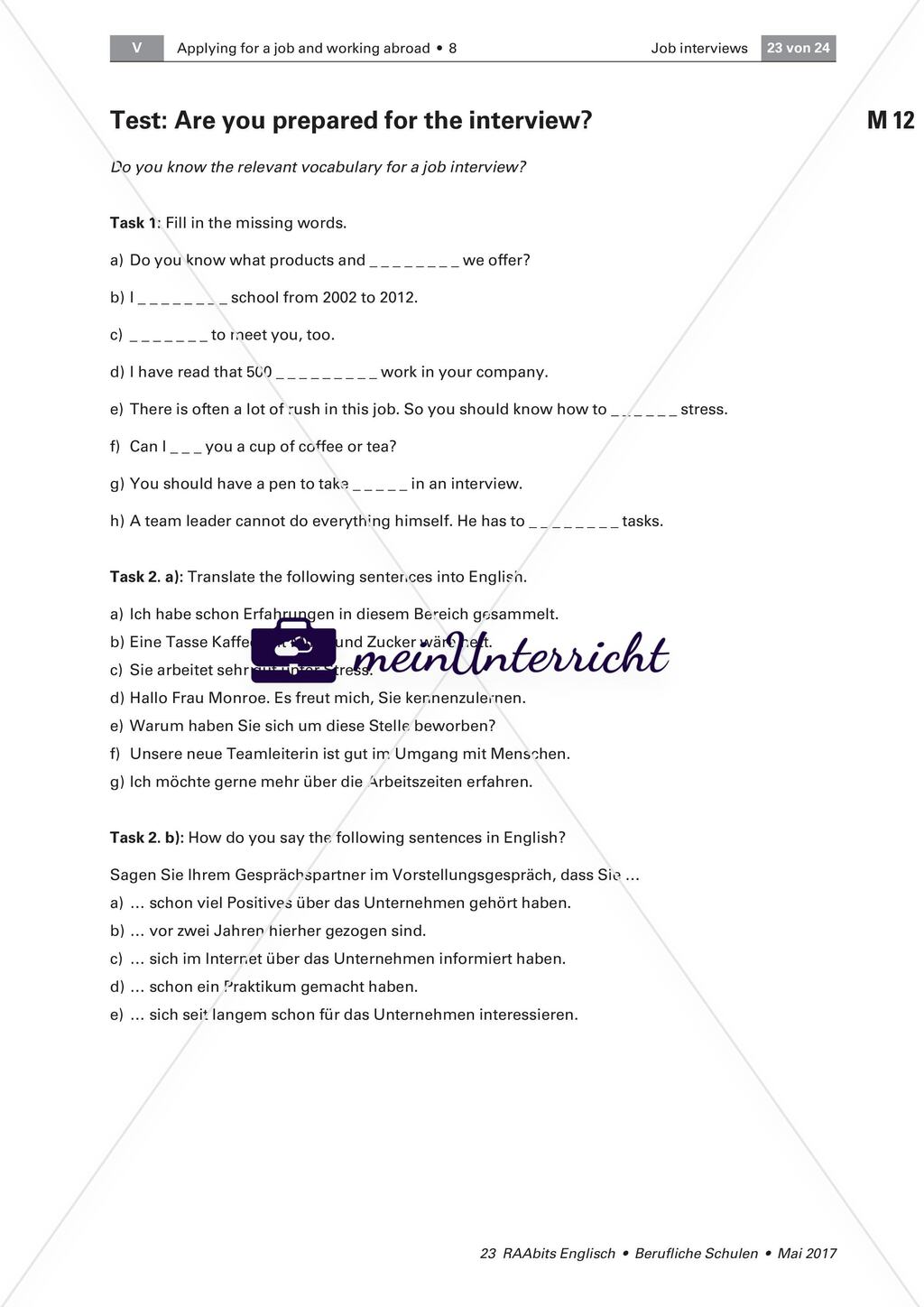 Job interview: Lernerfolgskontrolle Preview 1