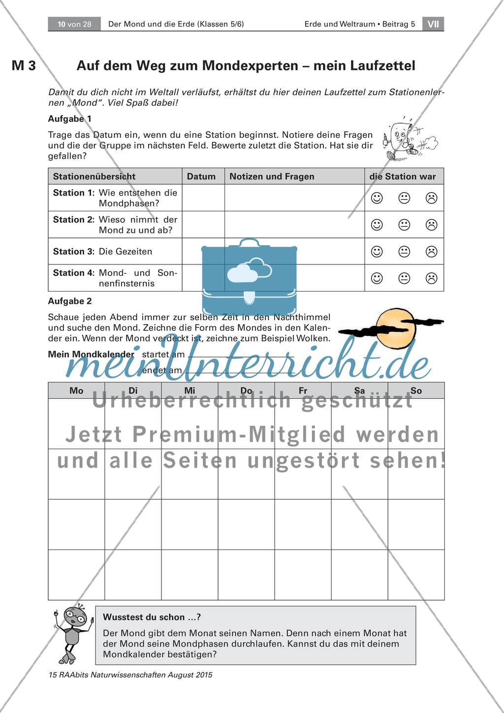Die Eigenschaften des Monds – Stationenlauf Preview 1