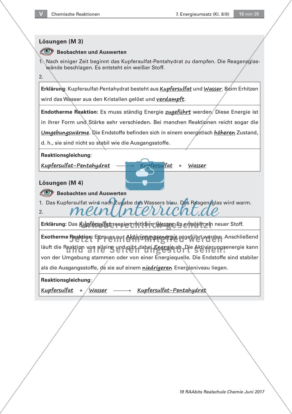 Energieumsatz bei chemischen Reaktionen: endo- und exotherme Reaktionen Preview 4