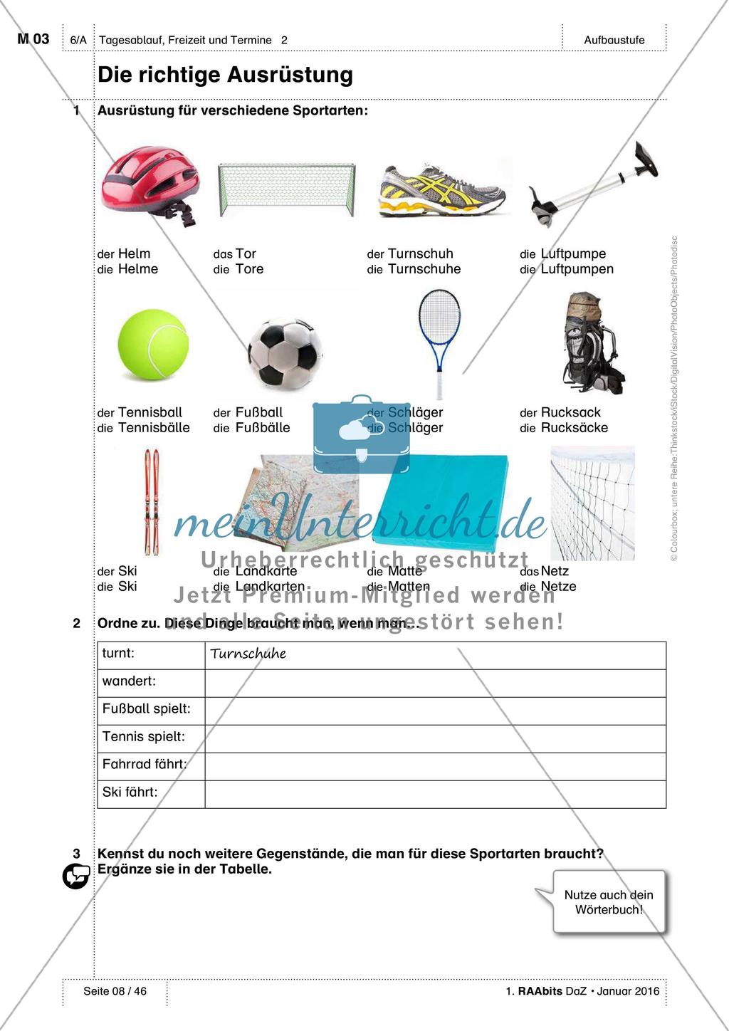 Freizeitaktivitäten und Sportarten: Einführung des Wortschatzes Preview 3