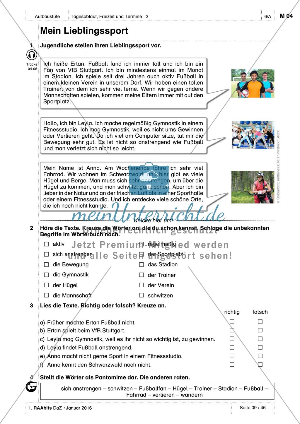 Freizeitaktivitäten und Sportarten: Einführung des Wortschatzes Preview 4