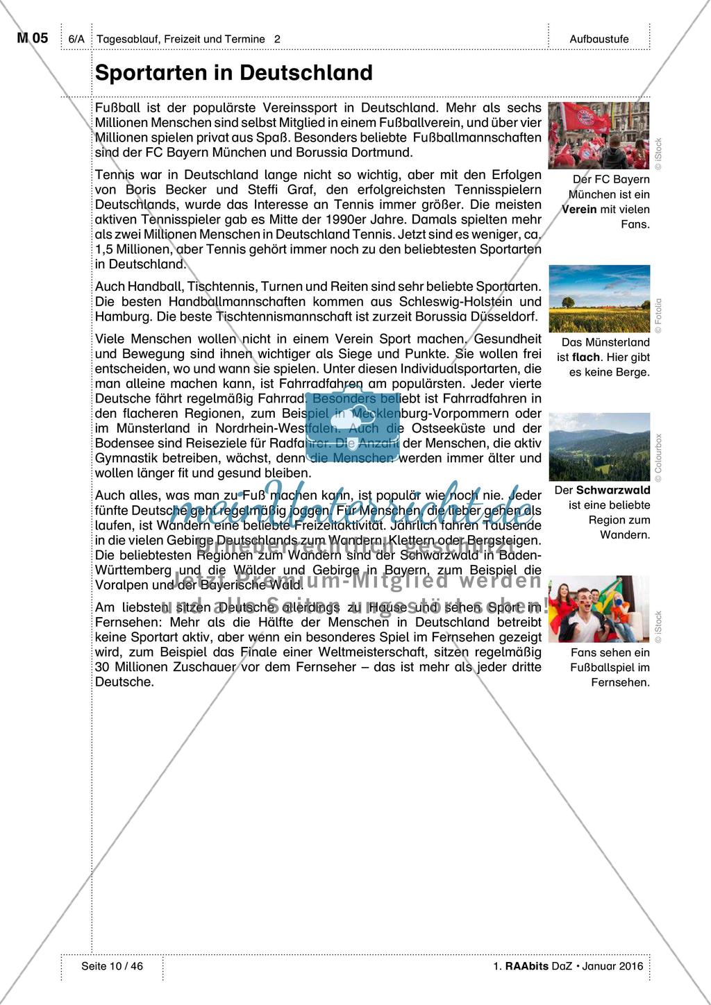 Freizeitaktivitäten und Sportarten: Einführung des Wortschatzes Preview 5