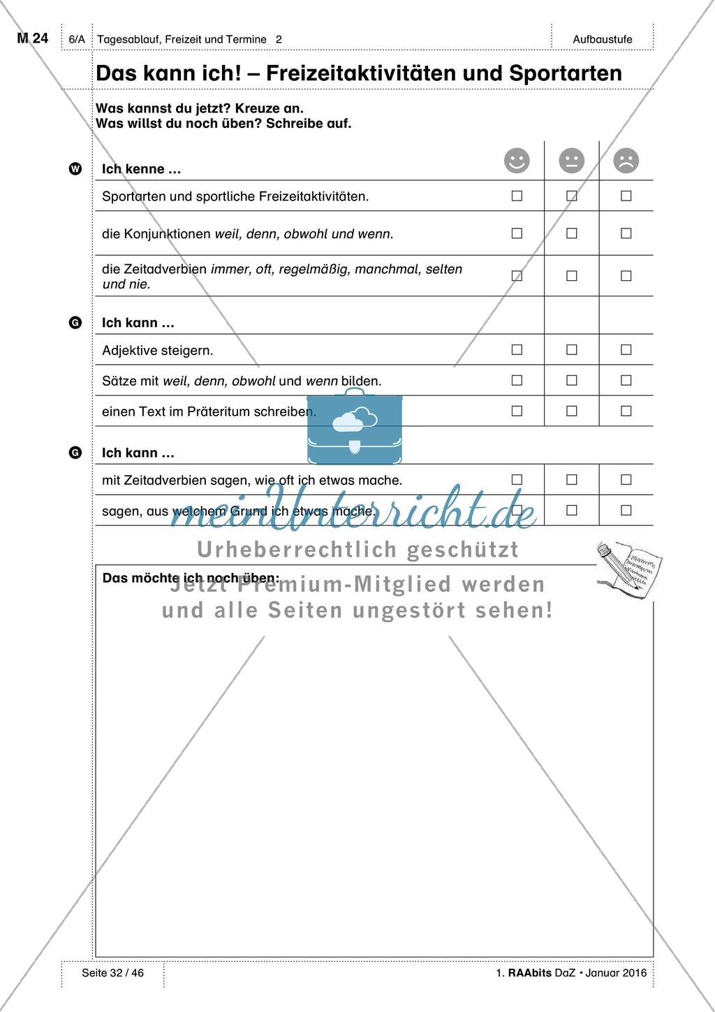 Freizeitaktivitäten und Sportarten: Test und Selbsteinschätzung Preview 5