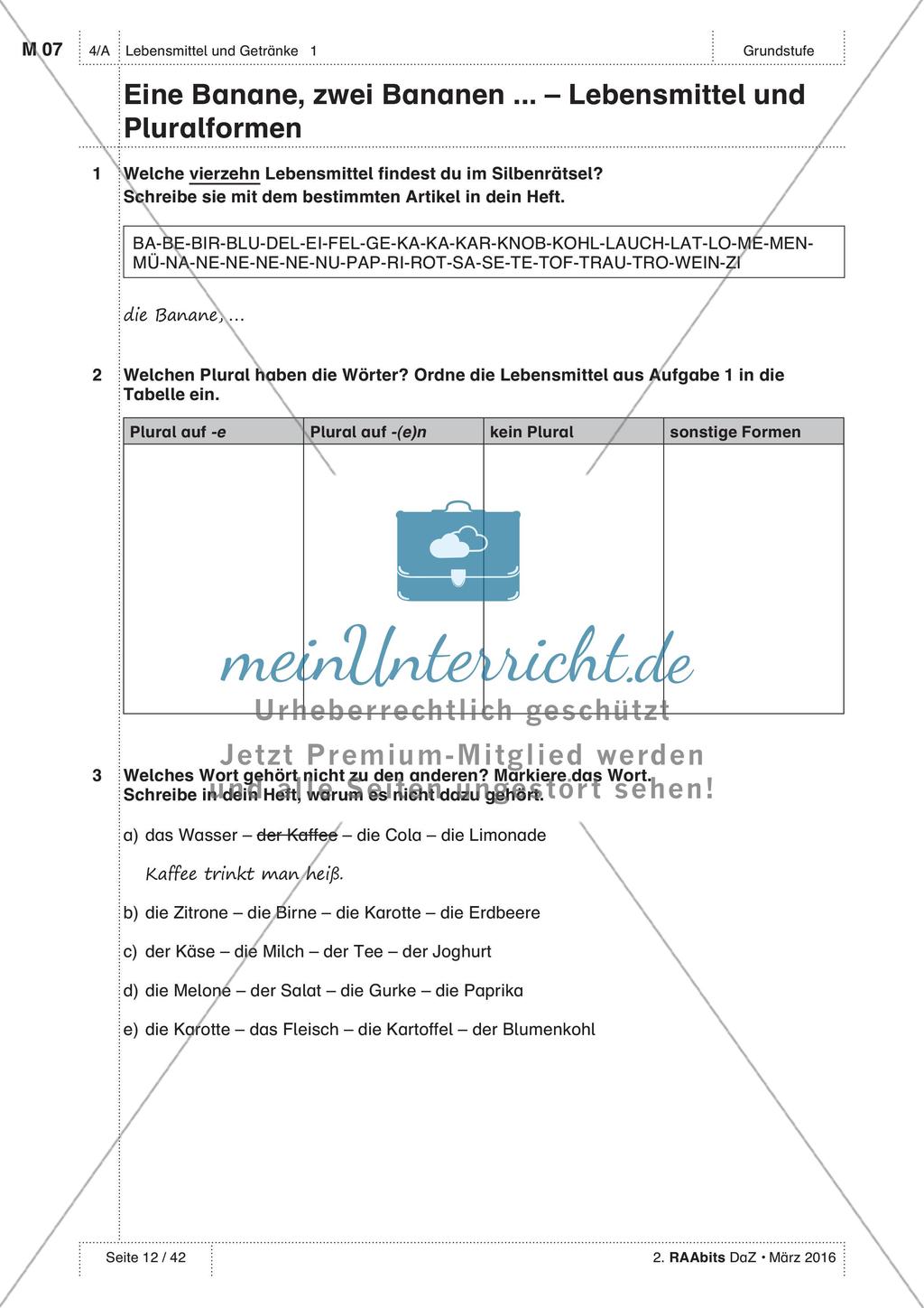 Lebensmittel und Getränke - Anwenden und Üben des Wortschatzes Preview 2