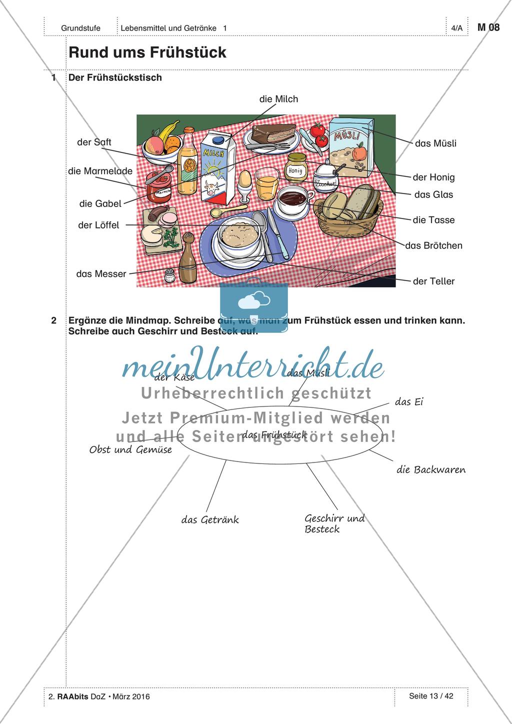 Lebensmittel und Getränke - Anwenden und Üben des Wortschatzes Preview 3