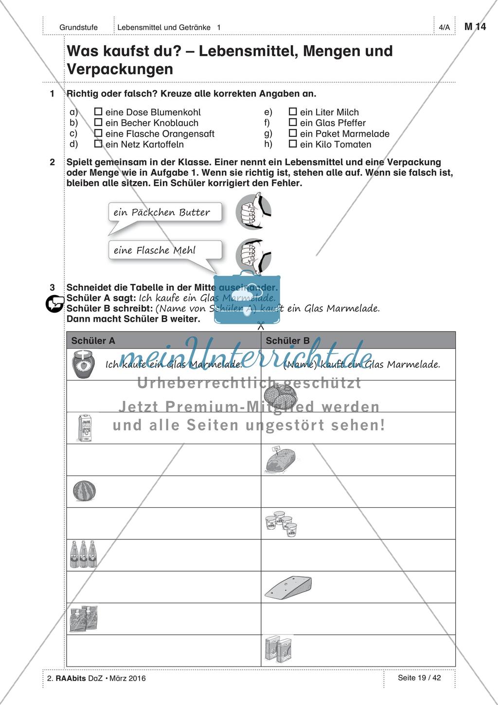 Lebensmittel und Getränke - Anwenden und Üben des Wortschatzes Preview 9