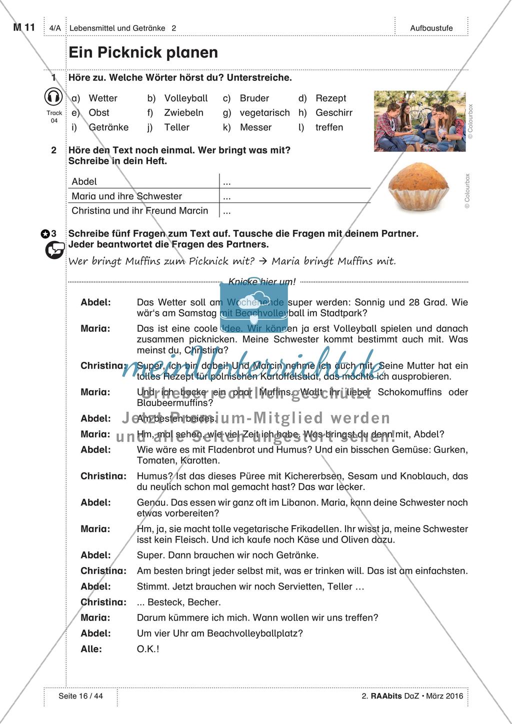 Gemeinsames Essen - Anwenden und Üben des Wortschatzes Preview 6