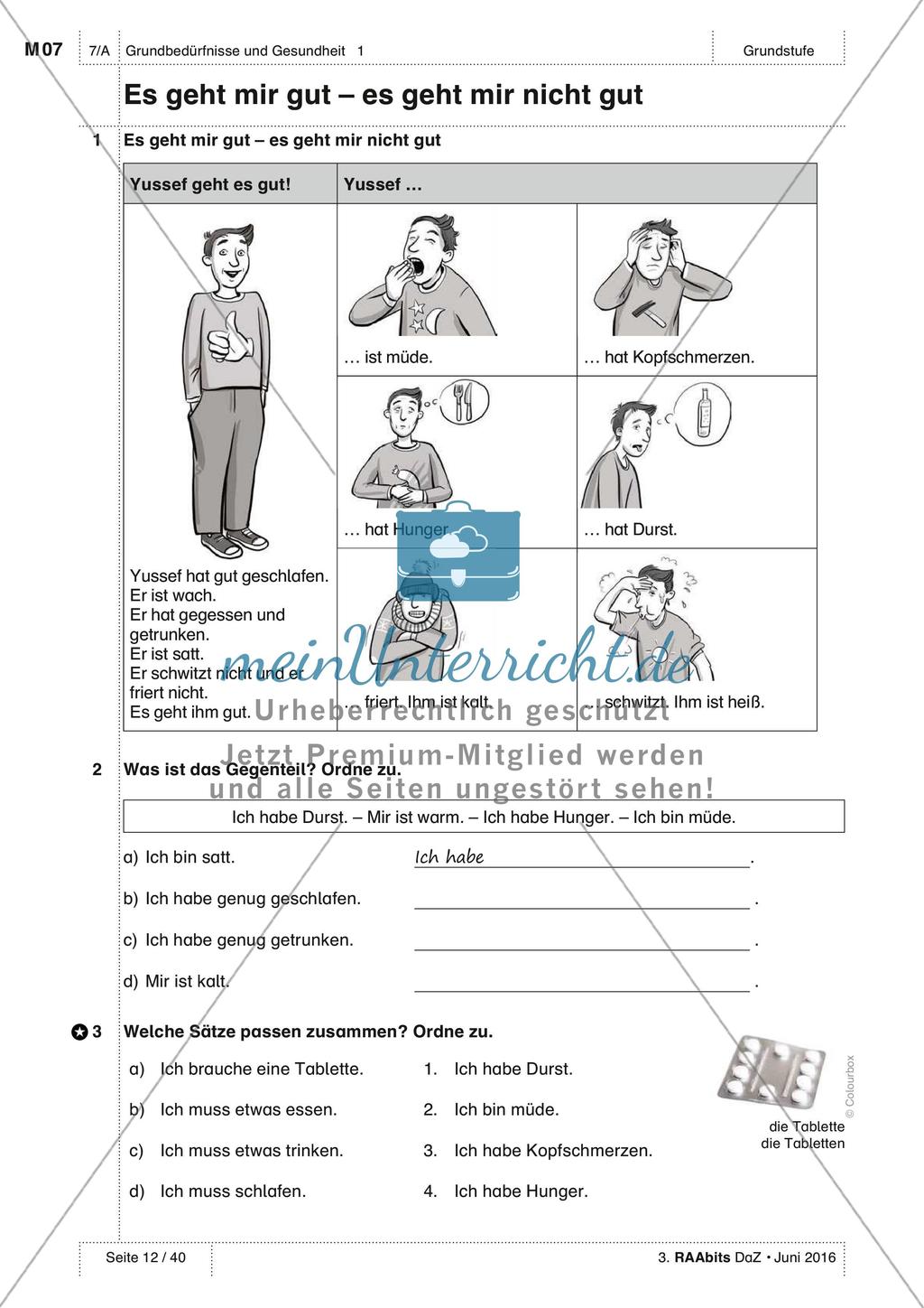 Körperteile und Befinden - Üben und Anwenden des Wortschatzes Preview 1