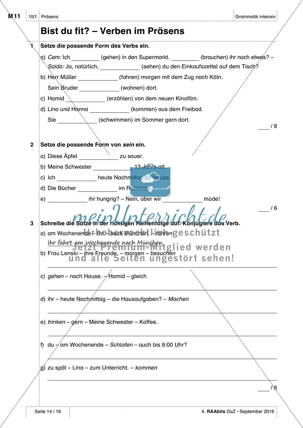 Verben im Präsens - LEK Preview 1
