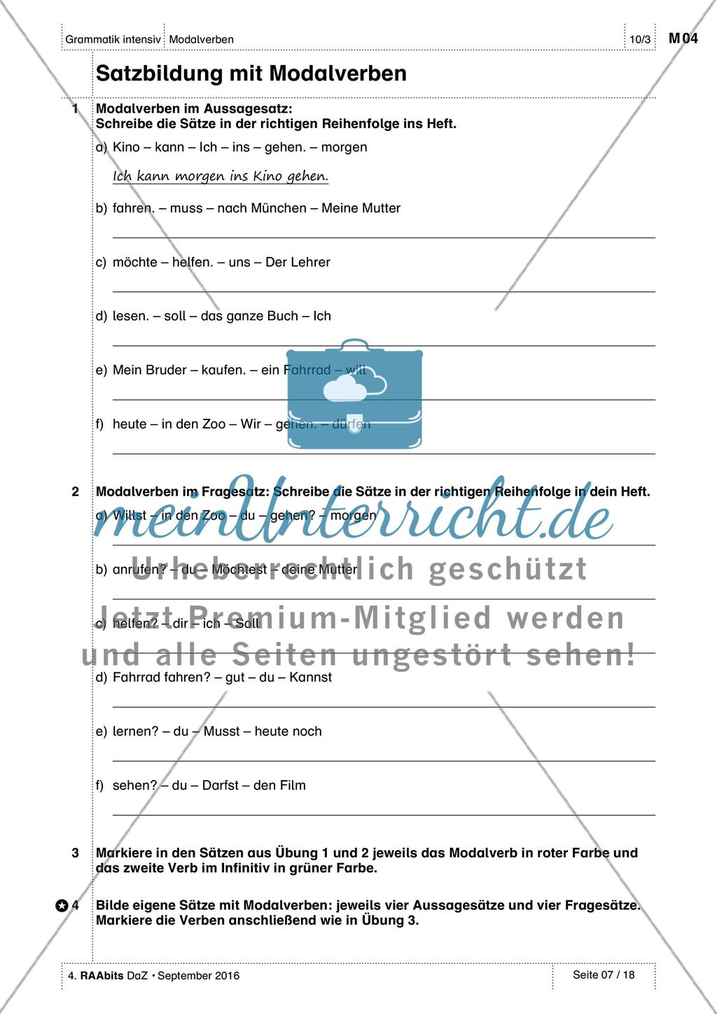 Modalverben - Einführung der Grammatik Preview 4