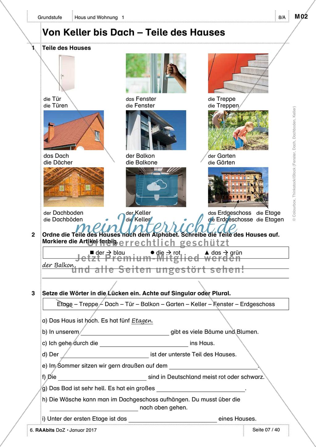Haus und Wohnung - Einführung des Wortschatzes Preview 2