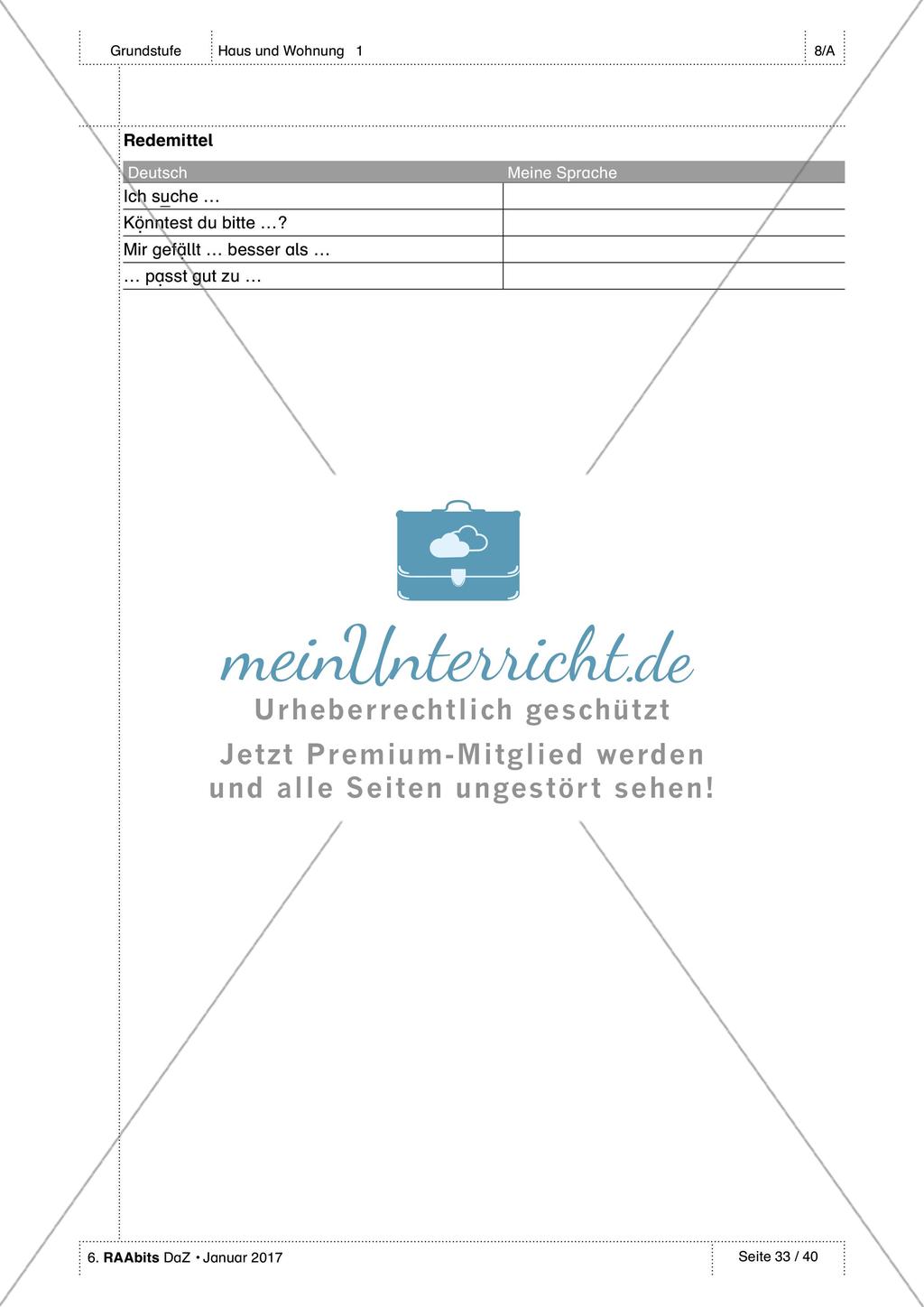 Haus und Wohnung - Wortschatzliste Preview 3