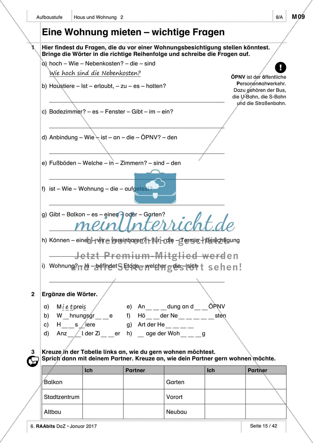 Unser neues Zuhause - Üben und Anwenden des Wortschatzes Preview 2