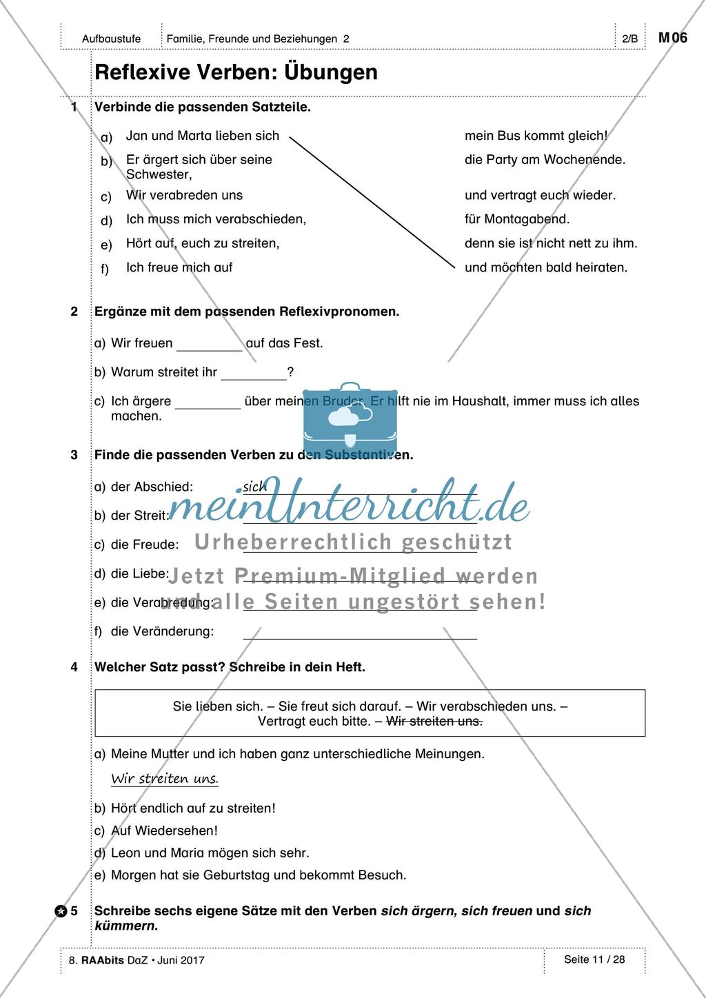 Beziehungen und Formen des Zusammenlebens: Übung und Anwendung des Wortschatzes Preview 2