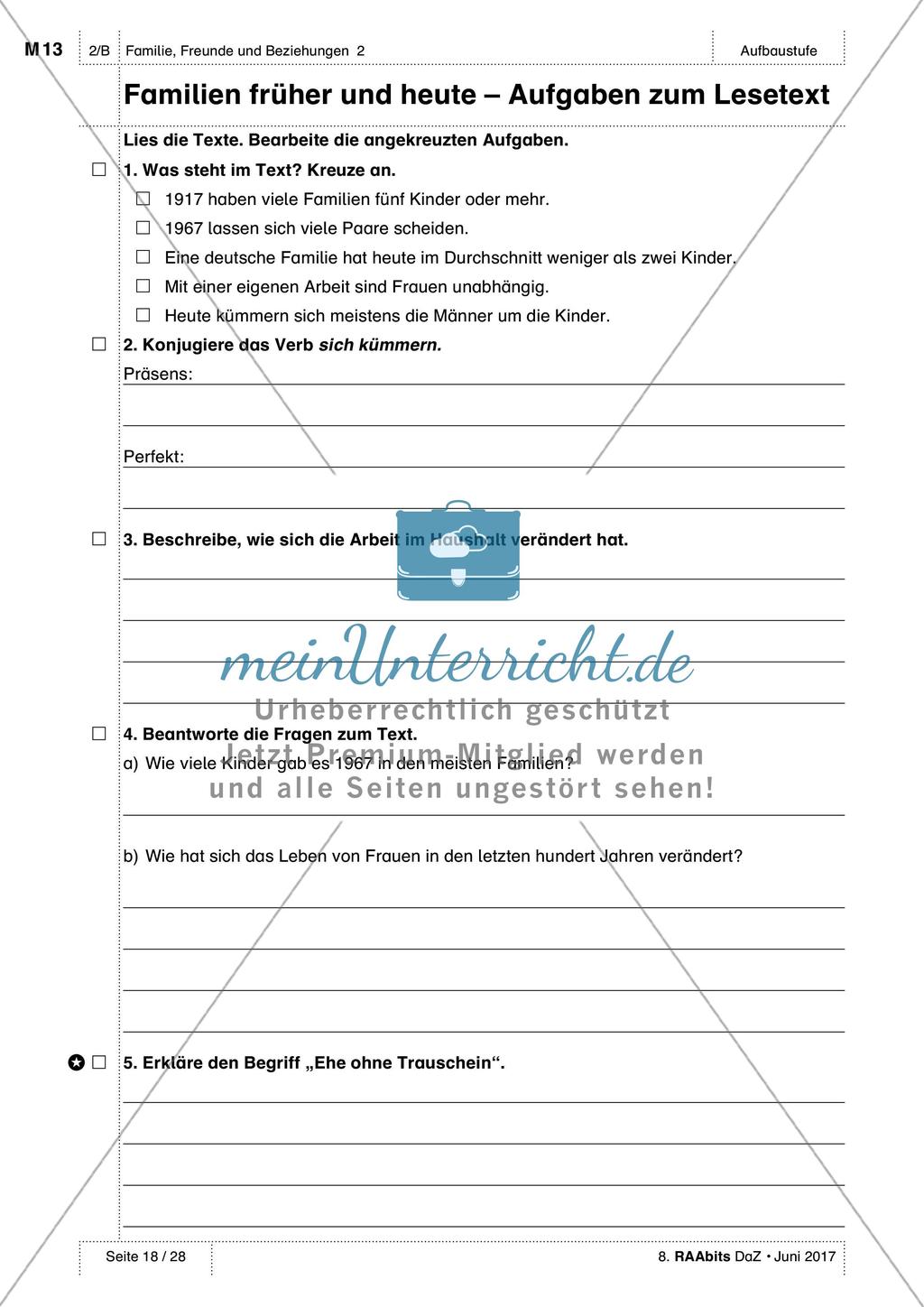 Beziehungen und Formen des Zusammenlebens: Übung und Anwendung des Wortschatzes Preview 9