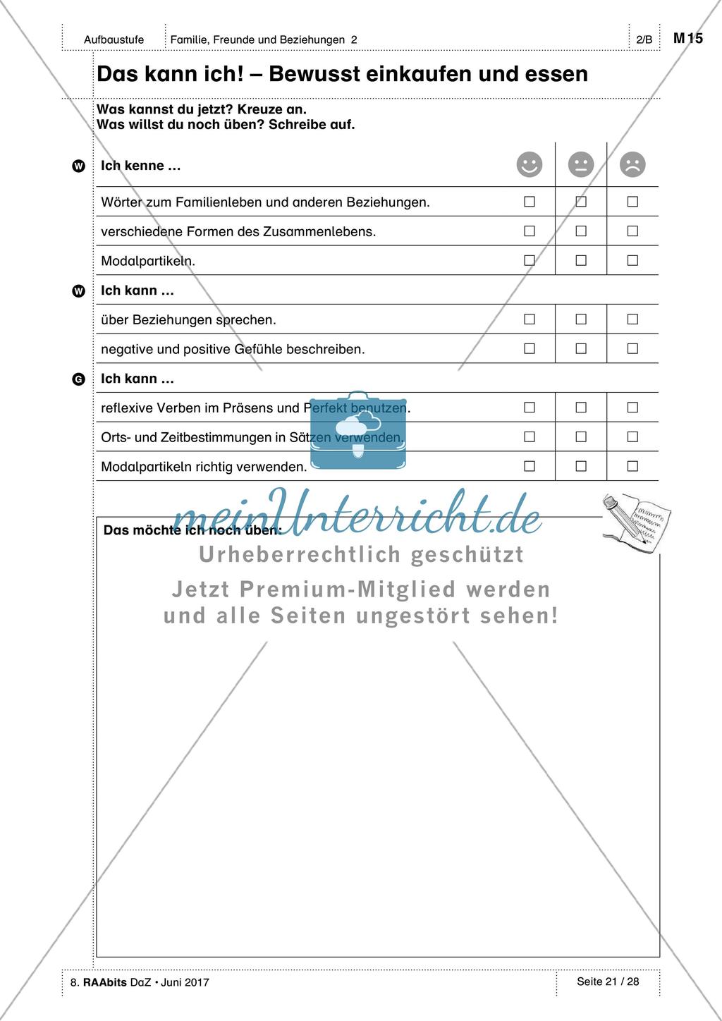 Beziehungen und Formen des Zusammenlebens: Test, Selbsteinschätzung und Wortschatzliste Preview 3