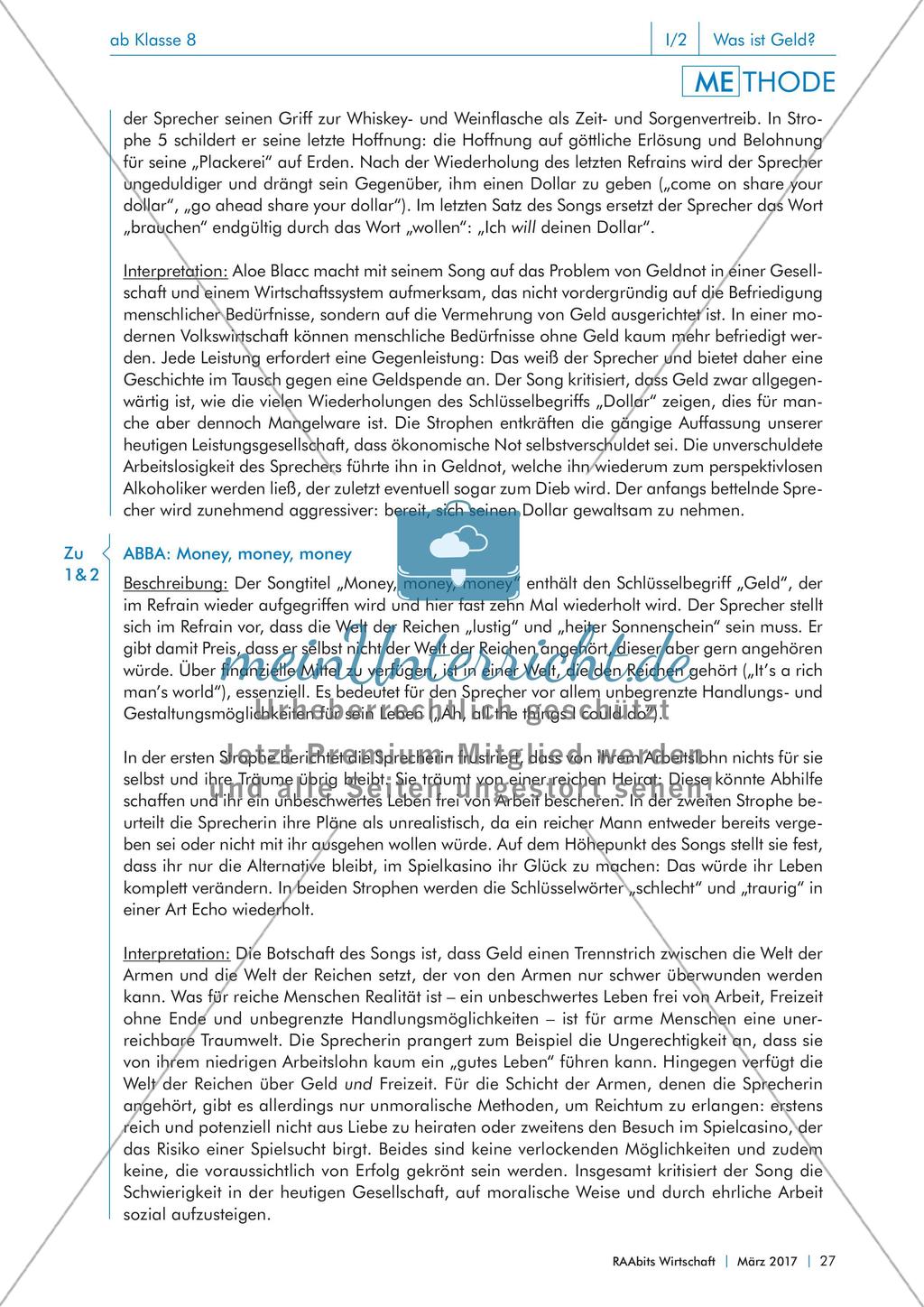 Experiment und Analyse von Songs zum Thema Geld Preview 4