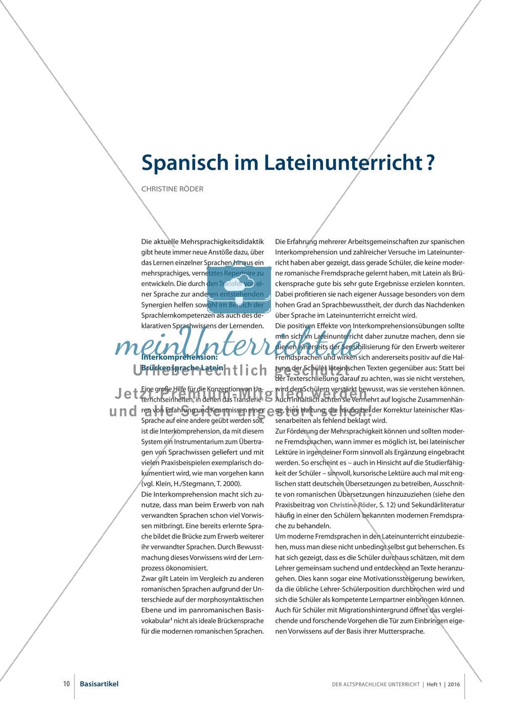 Spanisch im Lateinunterricht Preview 1