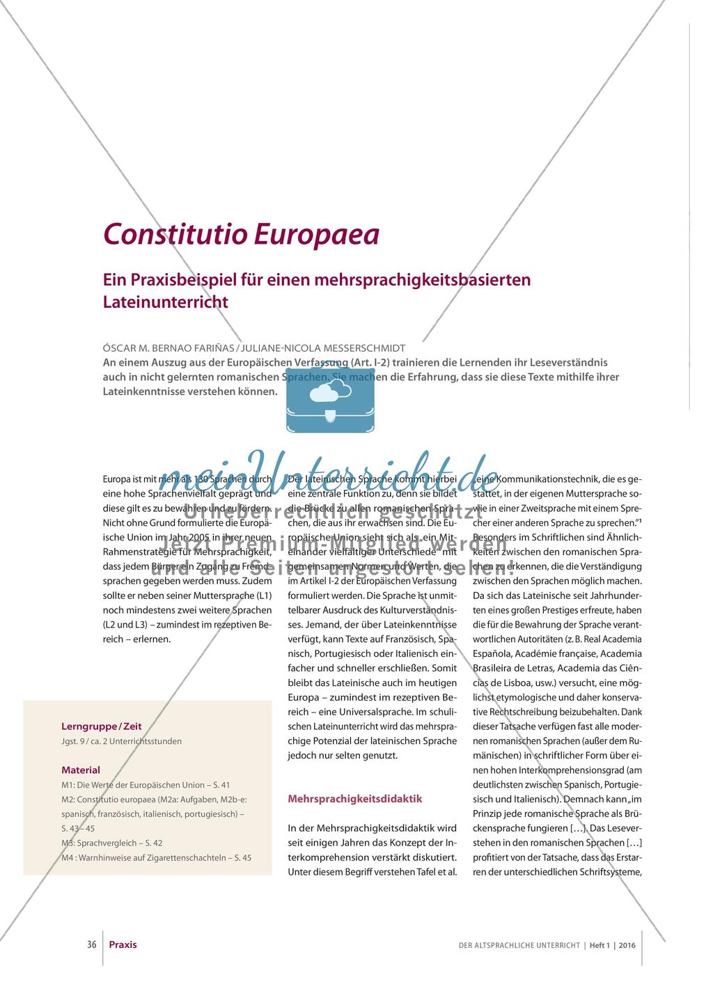 Constitutio Europaea - Mehrsprachigkeitsbasierter Lateinunterricht Preview 1