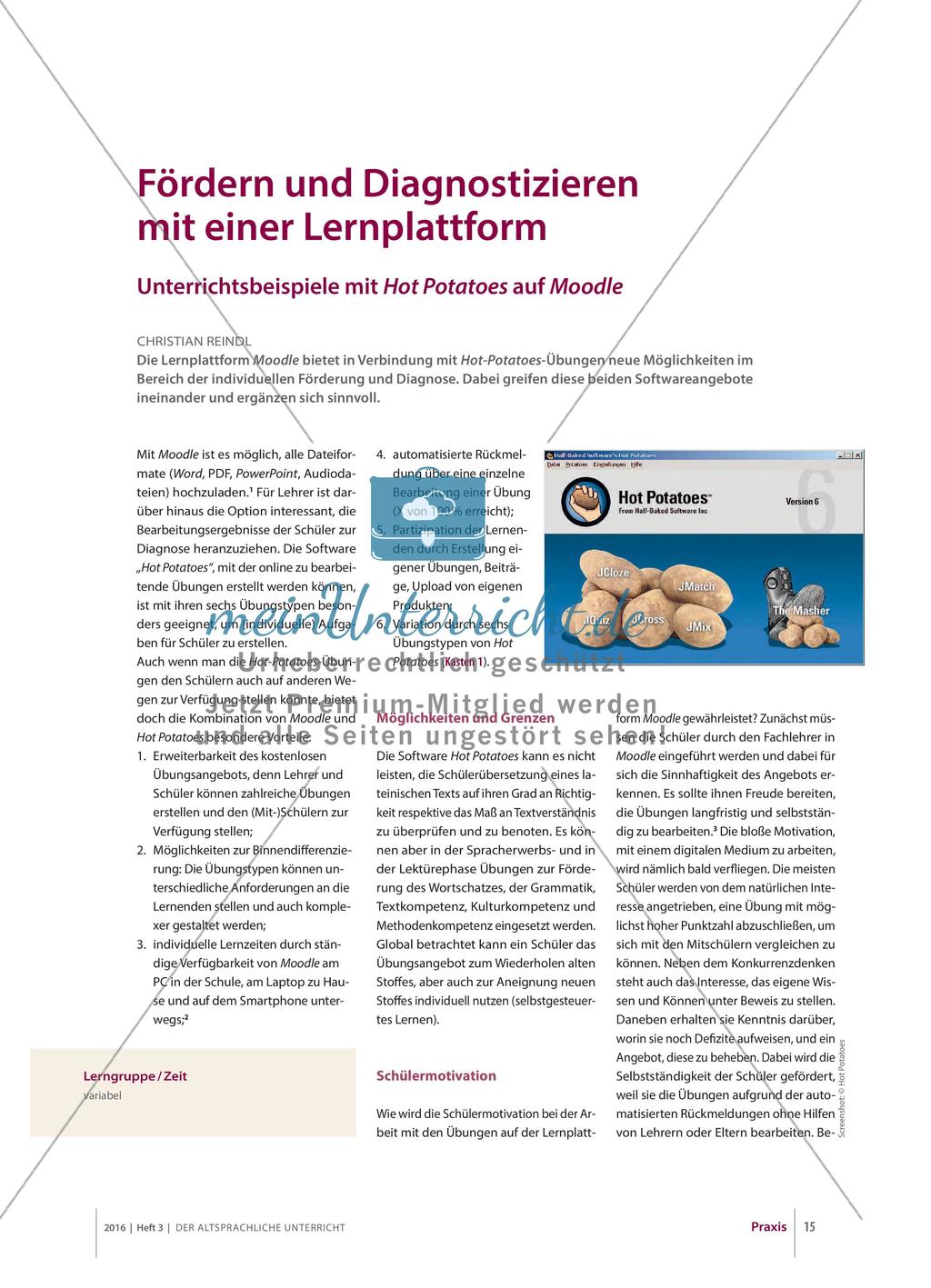Unterrichtsbeispiele mit Hot Potatoes auf Moodle Preview 1