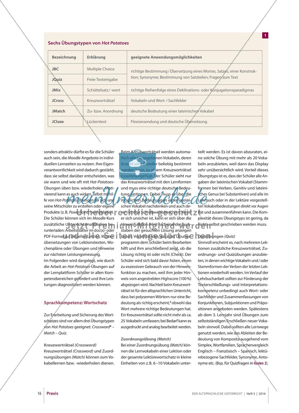 Unterrichtsbeispiele mit Hot Potatoes auf Moodle Preview 2