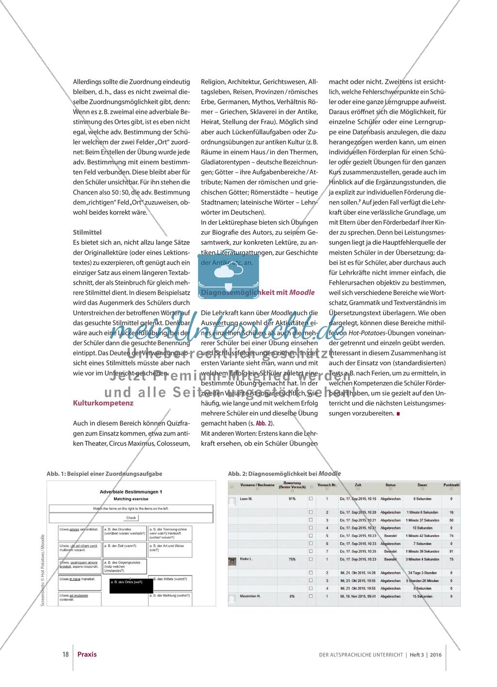 Unterrichtsbeispiele mit Hot Potatoes auf Moodle Preview 4