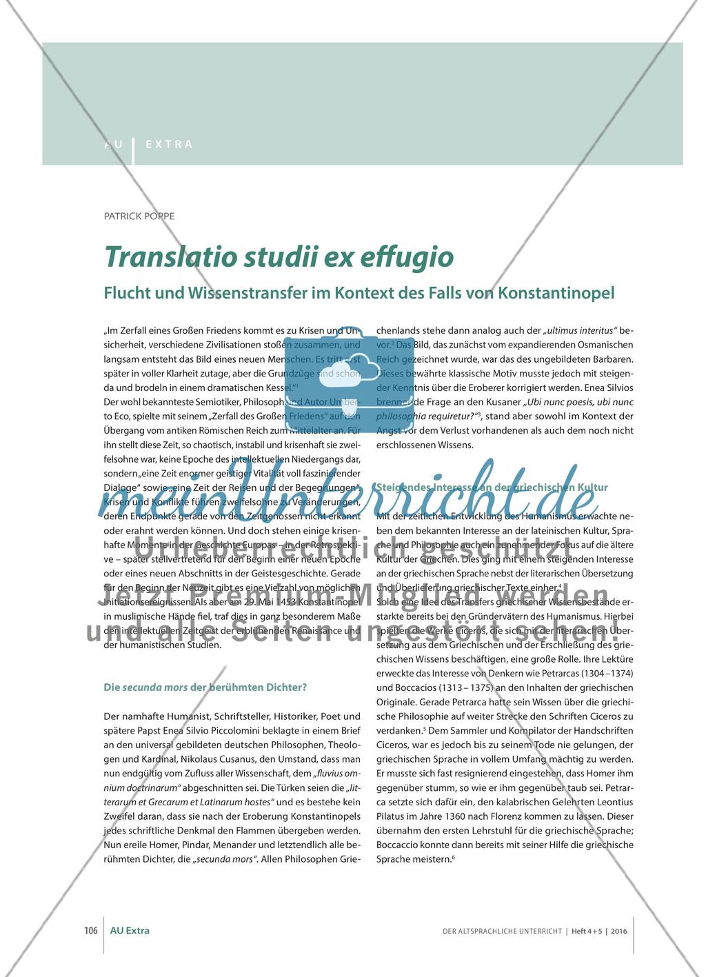 Flucht und Wissenstransfer im Kontext des Falls von Konstantinopel Preview 1