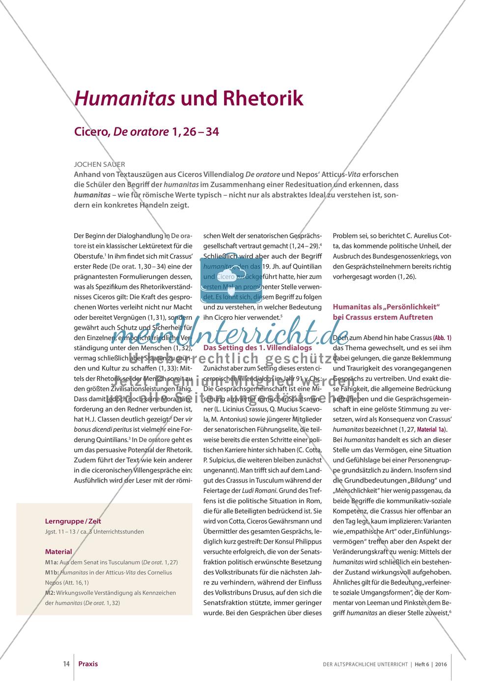 Humanitas und Rhetorik: Cicero, De oratore Preview 1