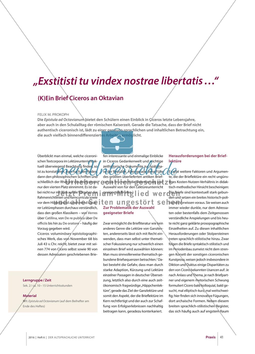 (K)Ein Brief Ciceros an Oktavian: Epistula ad Octavianum Preview 1