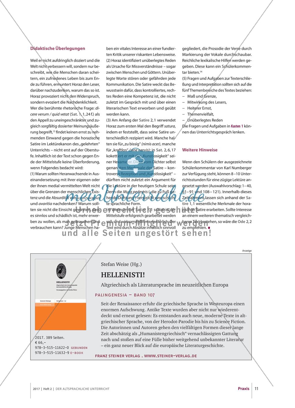 Satirisches in der Satire 1, 1 des Horaz Preview 4