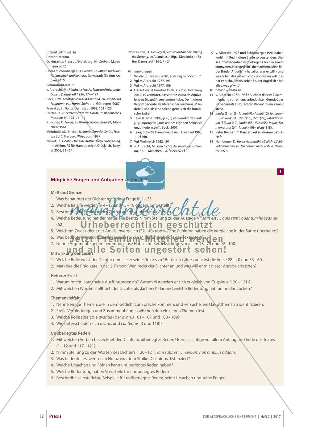 Satirisches in der Satire 1, 1 des Horaz Preview 5