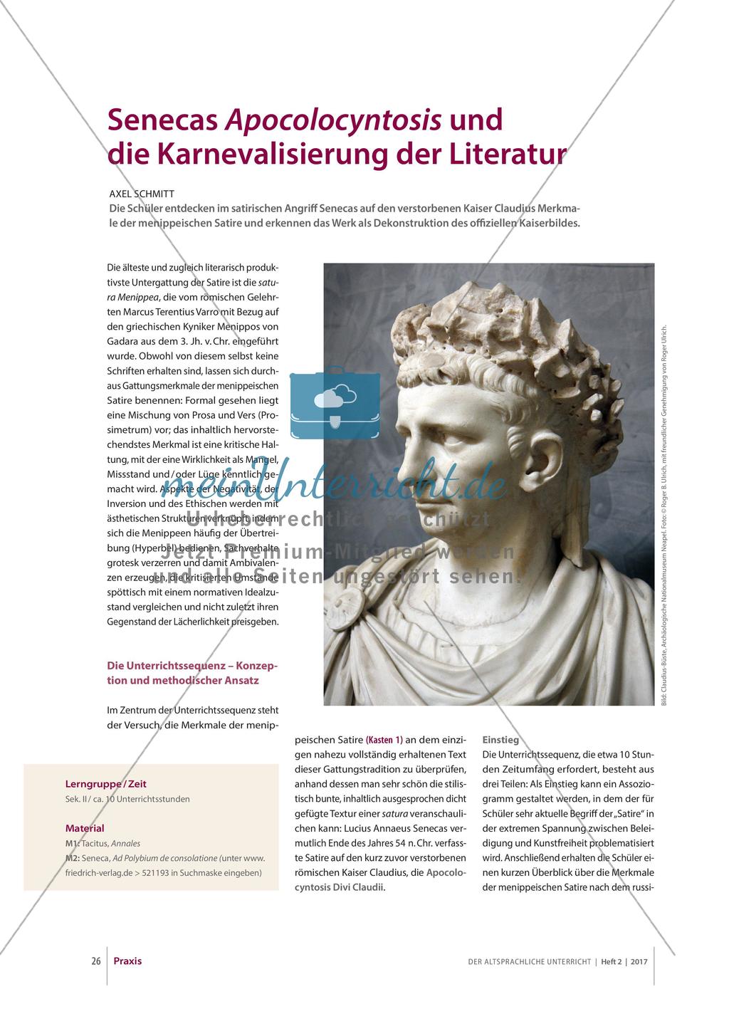 Satire: Senecas Apocolocyntosis und die Karnevalisierung der Literatur Preview 1