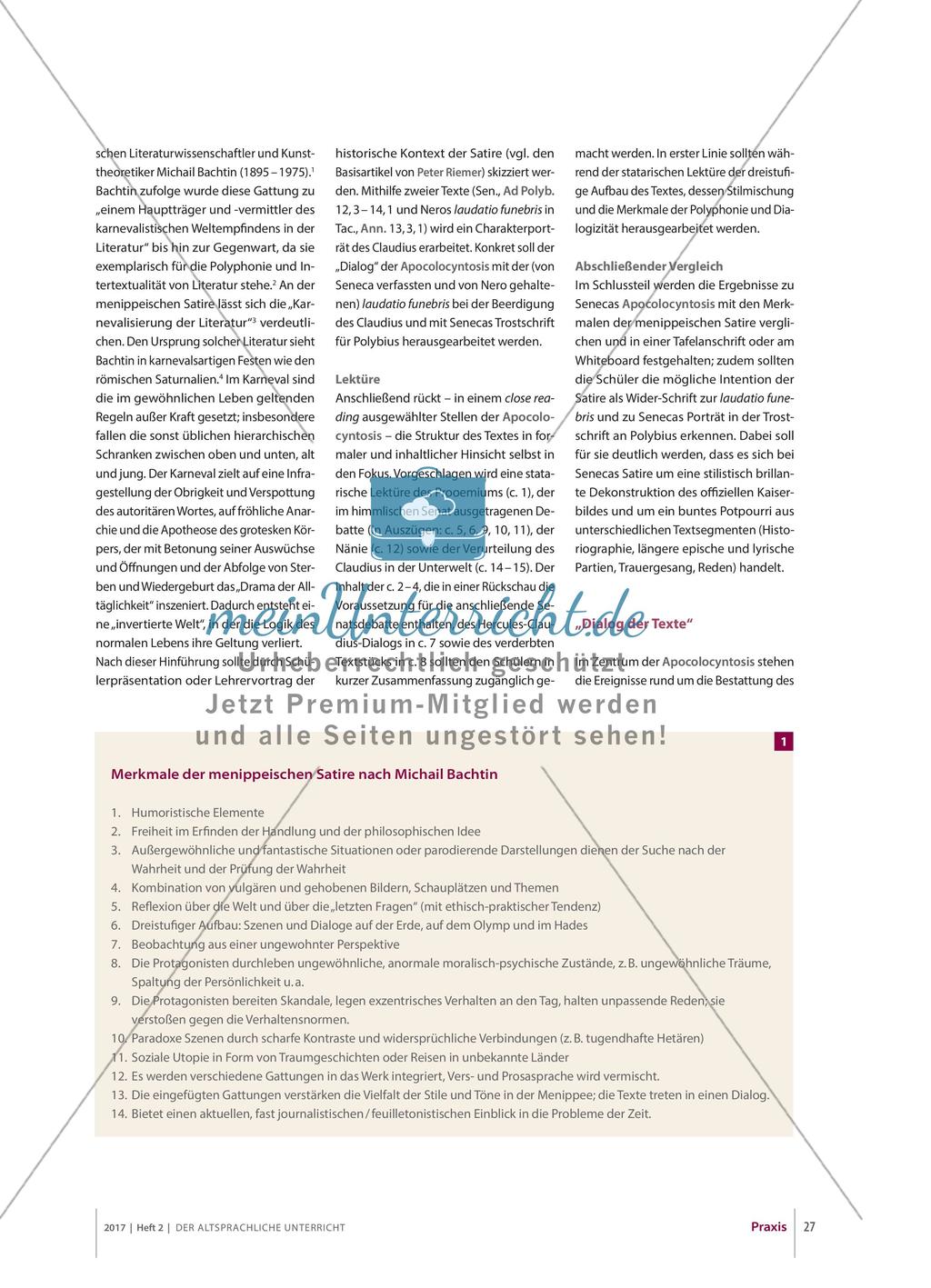 Satire: Senecas Apocolocyntosis und die Karnevalisierung der Literatur Preview 2