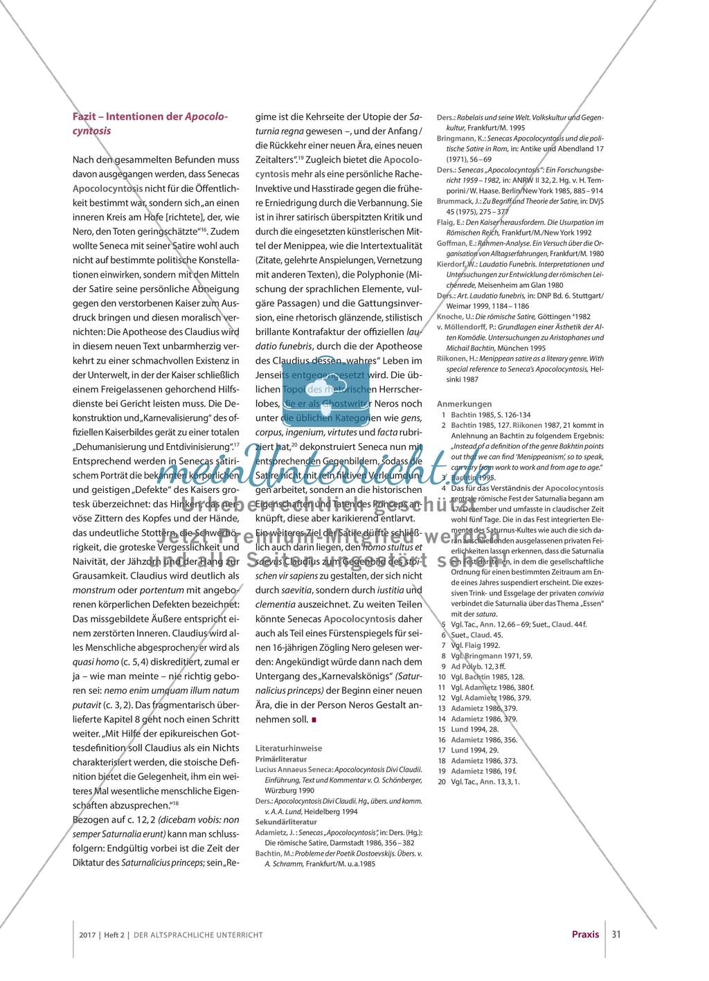 Satire: Senecas Apocolocyntosis und die Karnevalisierung der Literatur Preview 6