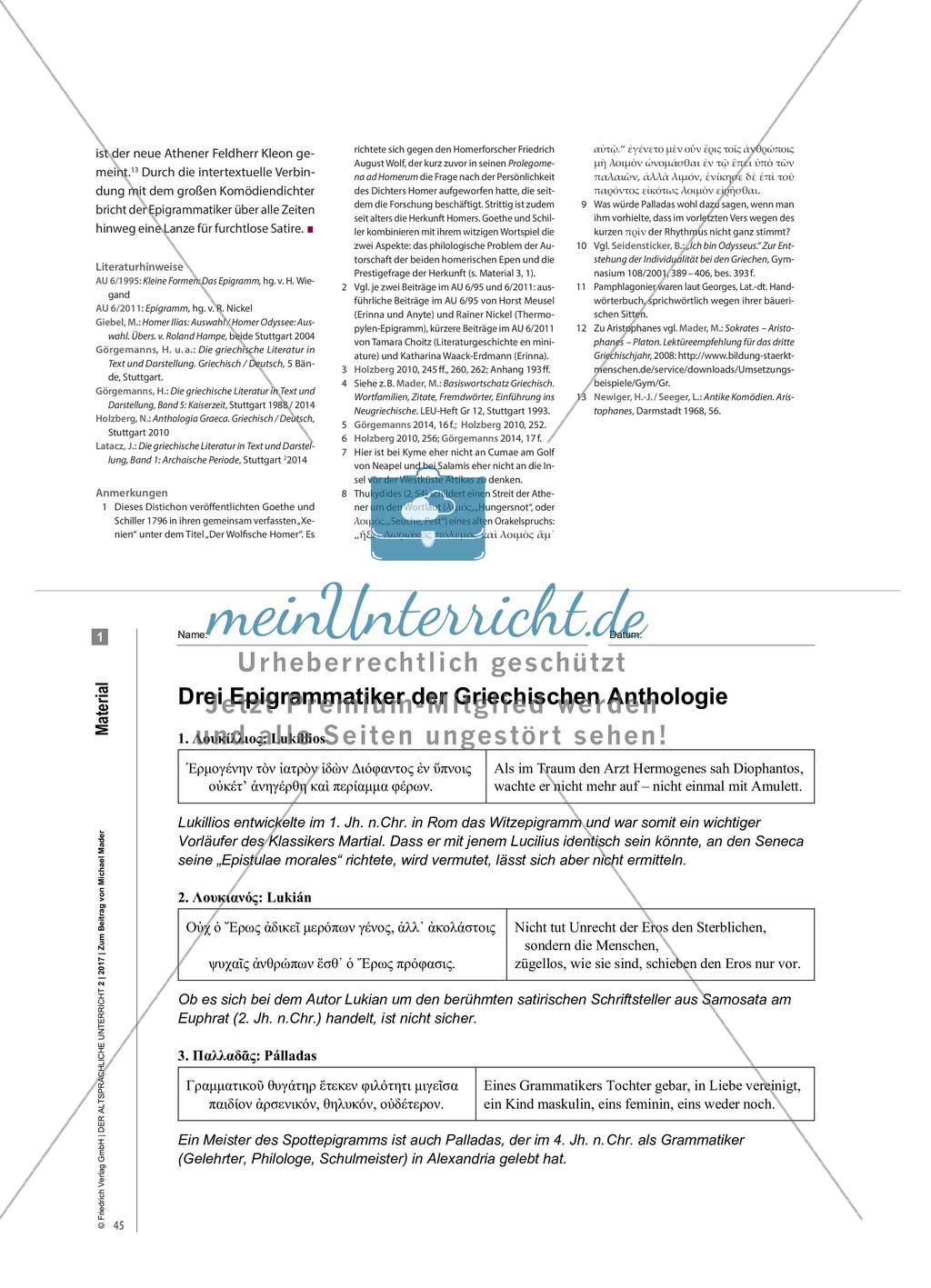 Satire: Humor mit Homer - Epigramme aus der Griechischen Anthologie Preview 6
