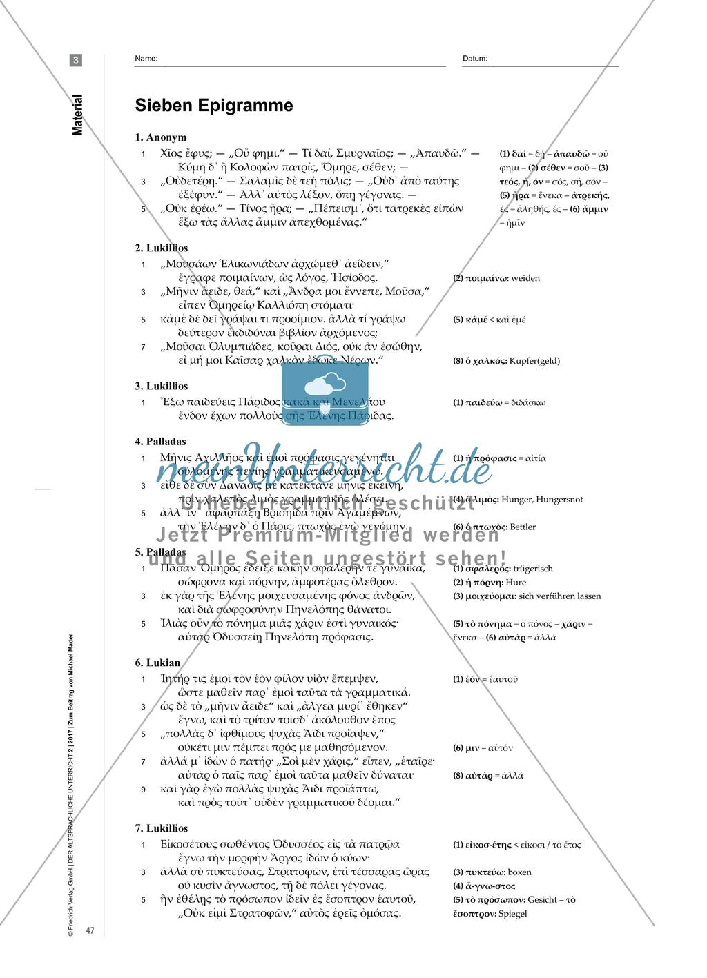 Satire: Humor mit Homer - Epigramme aus der Griechischen Anthologie Preview 8