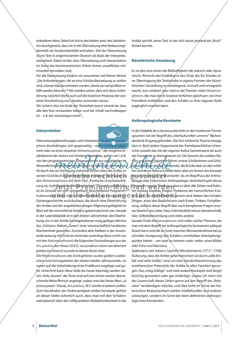 Ovid: Textverstehen, Interpretation, Rezeption – Assoziation und Inspiration Preview 5
