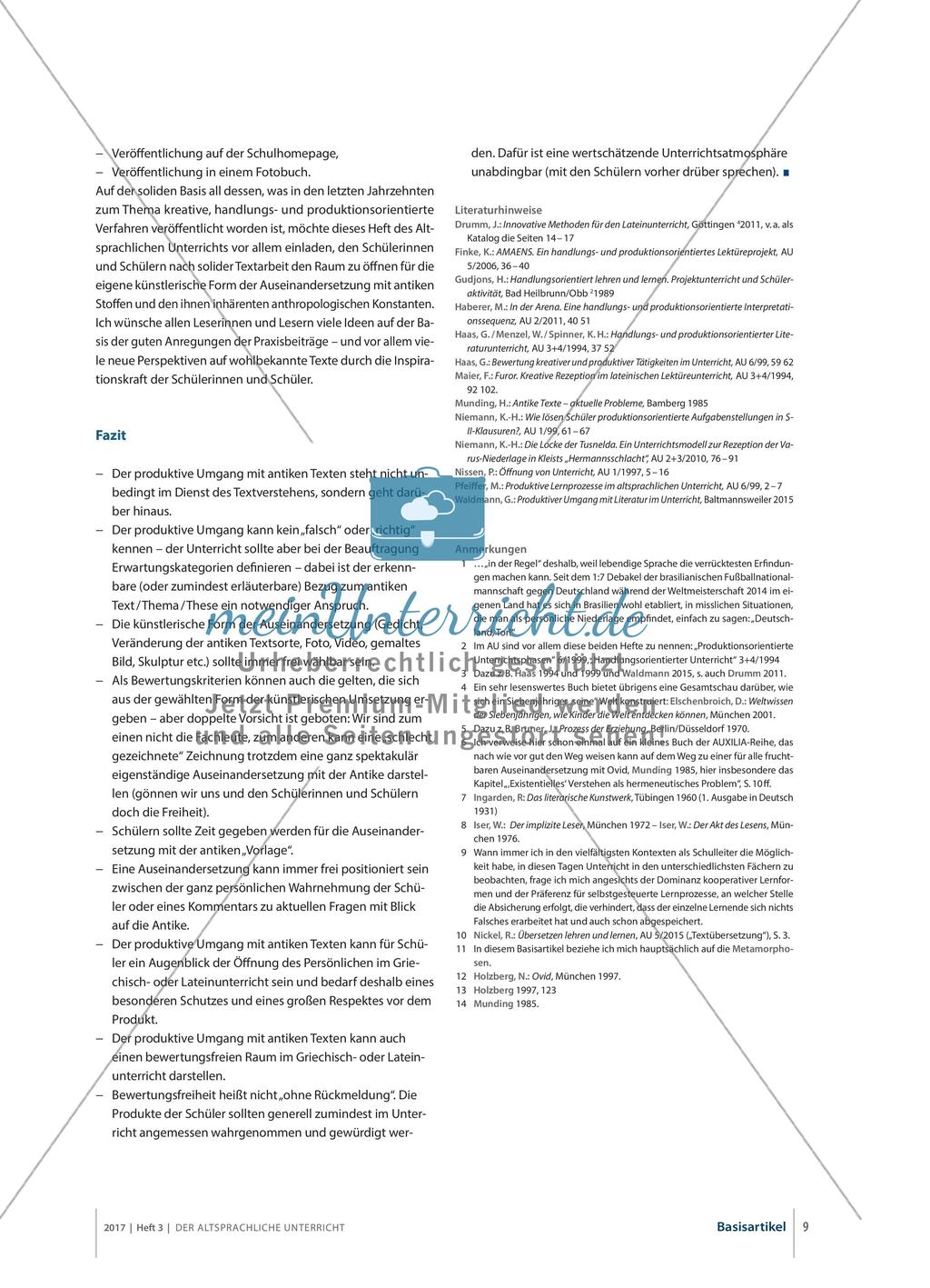 Ovid: Textverstehen, Interpretation, Rezeption – Assoziation und Inspiration Preview 8